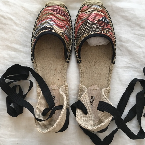 Soludos Shoes - Soludos Woven Raffia Espadrille Wrap Sandals NIB